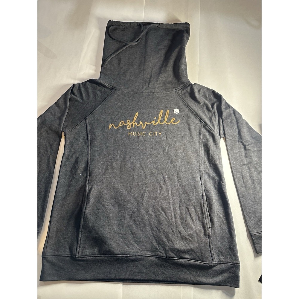Nashville Gray Logo Pullover Hoodie Drawstring Hooded Long Sleeve Size L